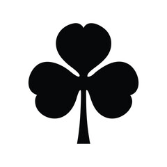 Bold Black Vector Silhouette Icon of Shamrock for Irish Traditions, St. Patrick’s Day Graphics, and Cultural Design Elements