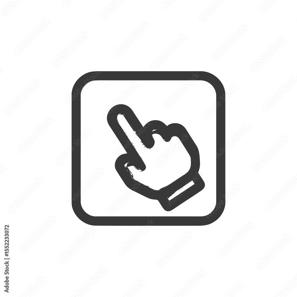 Aufkleber grunge style hand cursor icon in rounded square frame