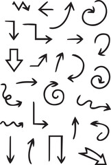 Hand-drawn arrow icon set. A collection of curved