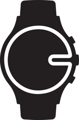 Analog Wrist Watch Logo Vector In Solid Silhouette Format