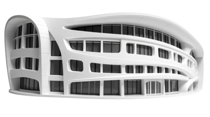 Photo of modern building design isolated on transparent background