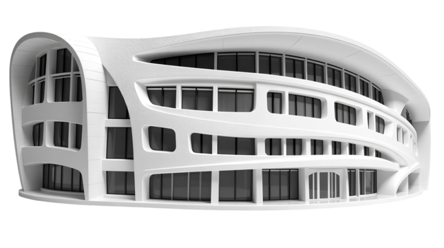 Photo of modern building design isolated on transparent background