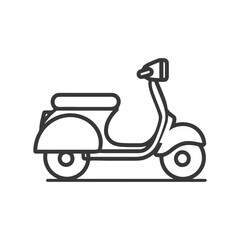 Minimalist Scooter Icon: Retro Design with Bold Outline on White Background