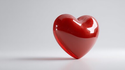 Shiny Red Heart 3D Render Valentine Romance Love Symbol Passionate Affectionate Romantic  Digital Art Graphic Design Element Illustration Background  Red Heart Shape Glossy card   