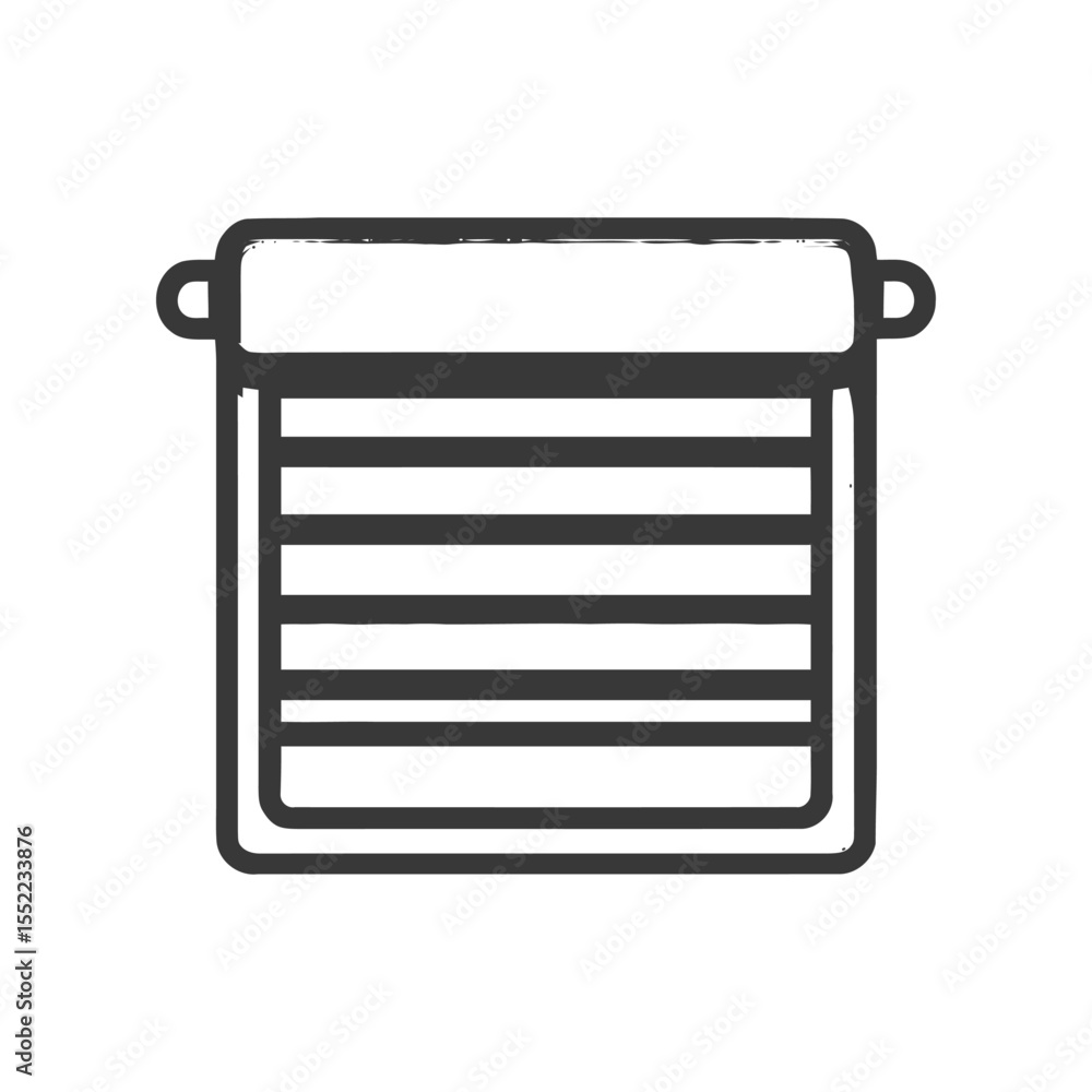 Poster minimalist sketch of a drawer with handles and horizontal lines
