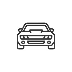 Sleek Car Front View Outline Icon on White Background