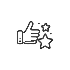 Obraz premium Thumbs Up with Stars: Minimalist Line Art for Positive Feedback and Rating
