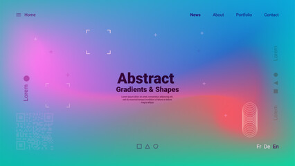 A vibrant and modern web interface displays gradients and shapes with interactive design elements. The colorful background enhances user engagement, showcasing creativity and style.