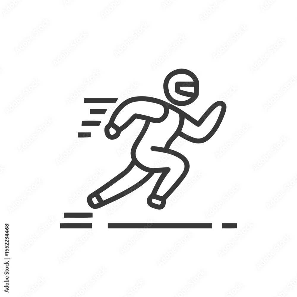 Poster minimalist icon of a racer in motion with speed lines
