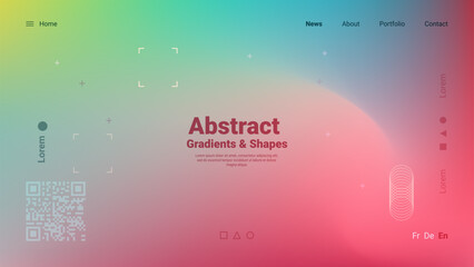 Vibrant gradients and geometric shapes create an engaging visual display for a digital design showcase, highlighting artistic creativity and modern aesthetics.