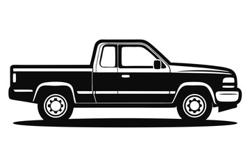 Black Silhouette Pickup Truck Classic Automotive Style with Bold Design Elements