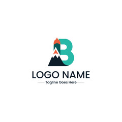 Vector art of mountain letter b logo design isolated on white background