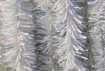 White and silver sparkly tinsel