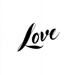 Obraz premium Love is written in cursive script on a white background. The word 