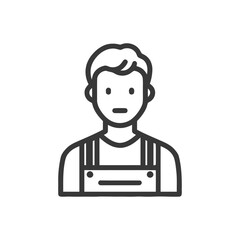 Minimalist Icon of a Man in Overalls, Clean Line Art Style