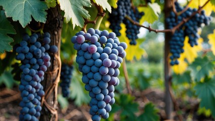 Fototapeta premium A bunch of grapes in the garden