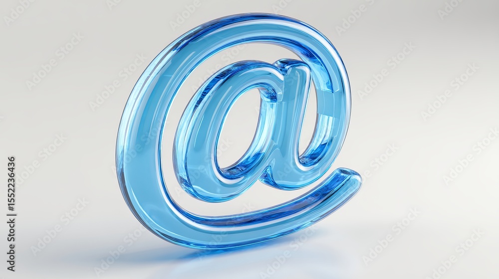 Aufkleber stunning glass at symbol 3d render light blue email internet communication technology digital design