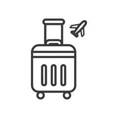 Minimalist Travel Icon: Suitcase and Airplane Symbolizing Journey