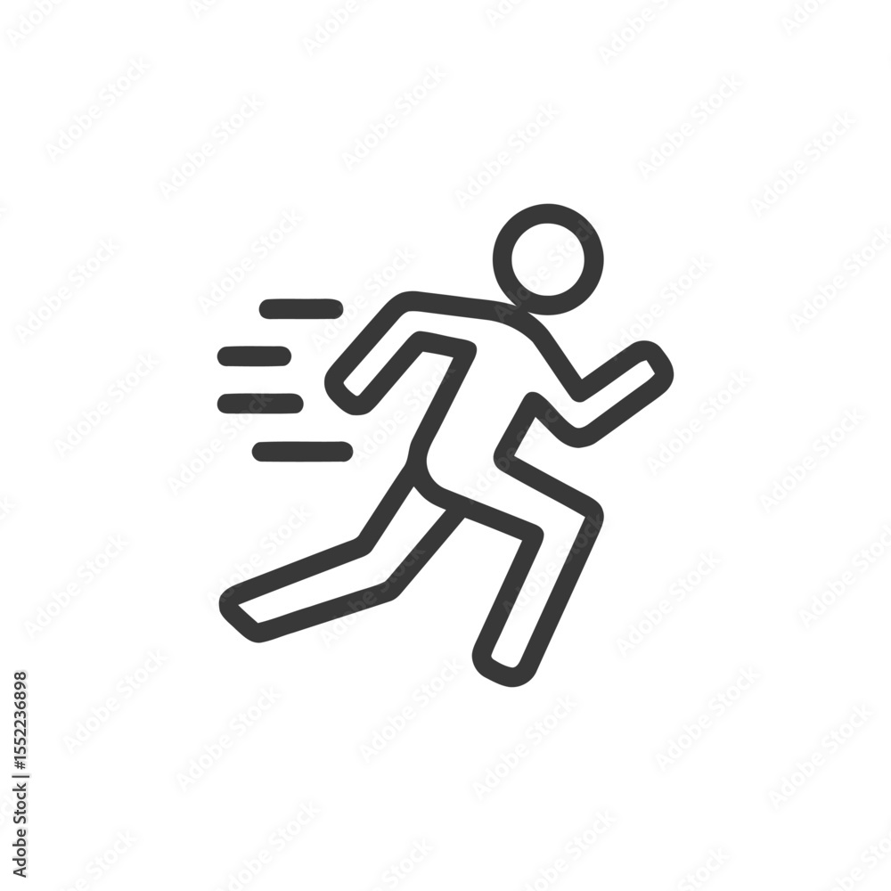 Poster minimalist running icon with speed lines on white background