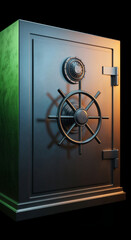  Metal Vault Door with Dramatic Green and Orange Lighting