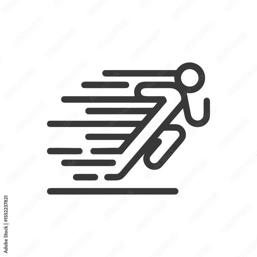 Aufkleber dynamic runner icon: minimalist motion graphic with speed lines and bold design