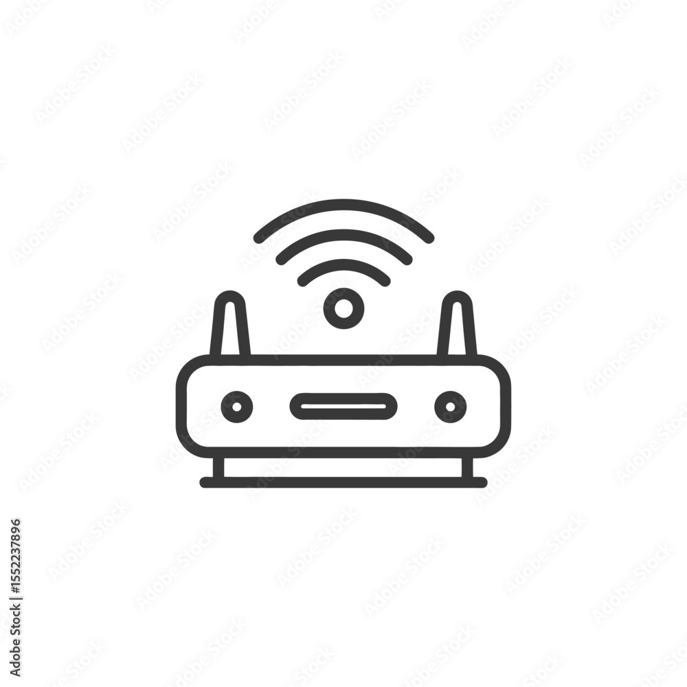 Poster modern router icon with wireless signal, clean line art design