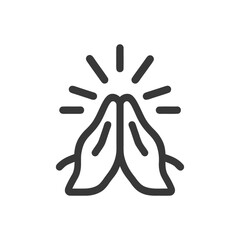 Obraz premium Minimalist Prayer Hands Icon with Radiating Lines on White Background
