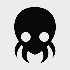 Silhouette of a minimalist octopus sea creature graphic Vector illustration