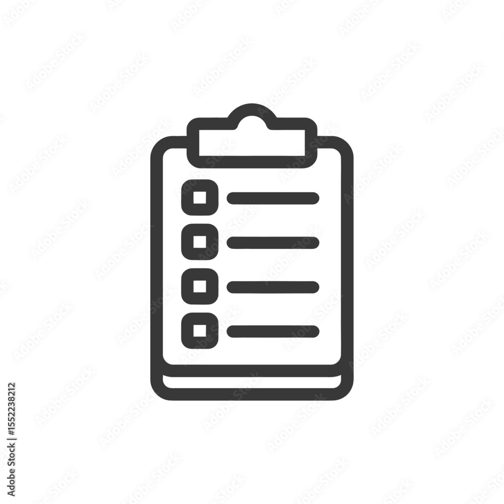 Poster minimalist clipboard icon with checkboxes and lines on white background
