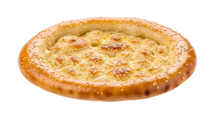 A Freshly Baked Pakistani Roghni Naan a Rich and Fluffy Leavened Flatbread on isolated transparent background