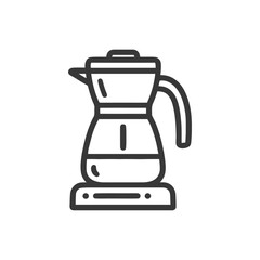 Minimalist Coffee Maker Icon: Clean Line Art on White Background