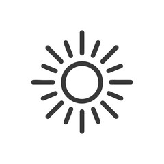 Minimalist Sun Icon with Radiating Rays on White Background
