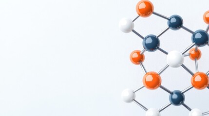 Obraz premium Abstract Molecular Structure with Colorful Atoms and Bonds on Light Background