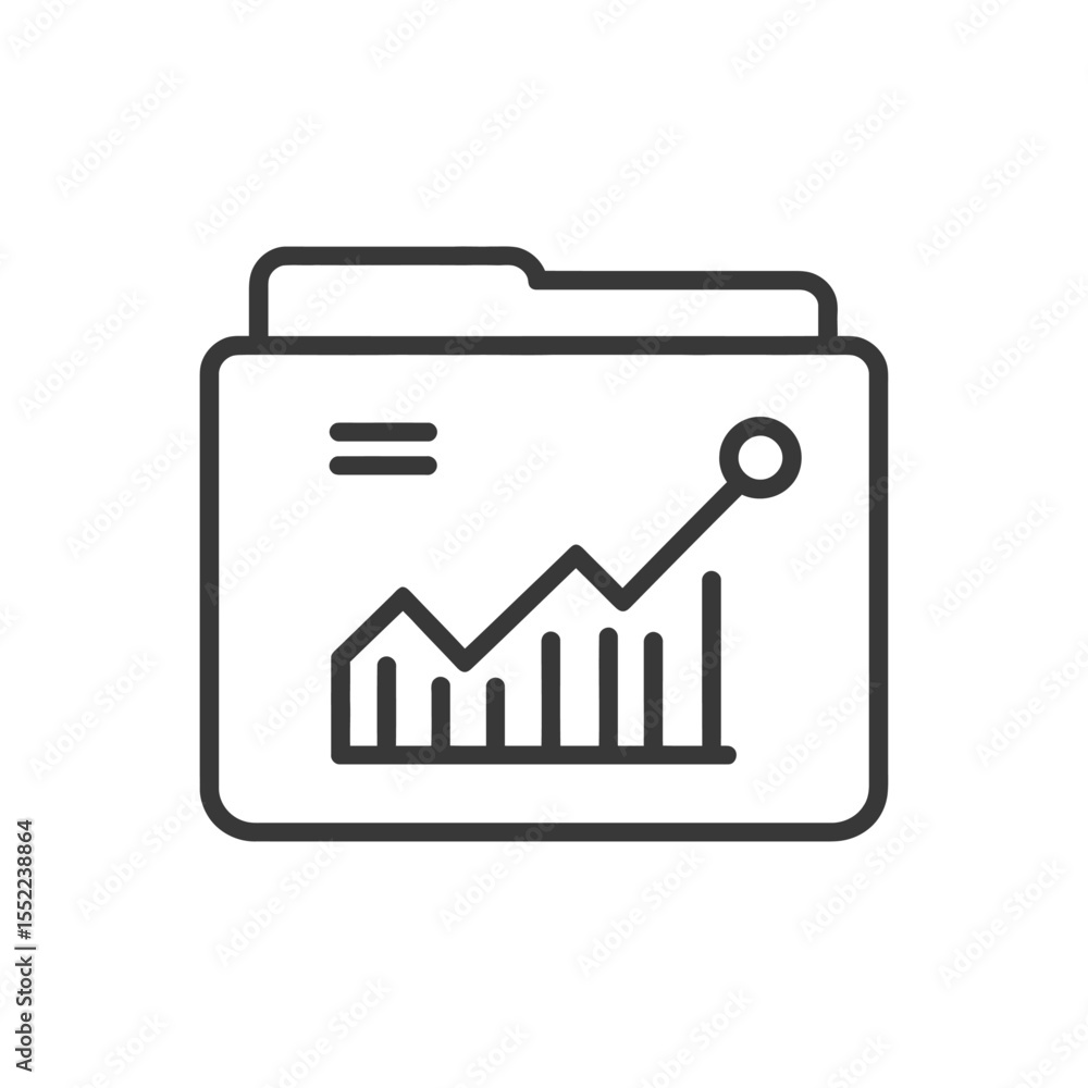 Poster data folder with ascending graph, business analytics icon