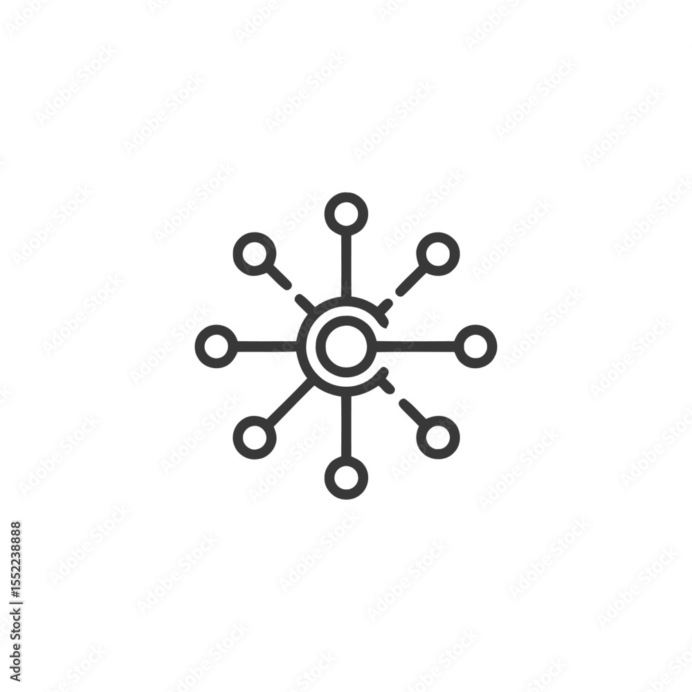 Poster network connection icon: central hub with nodes and links
