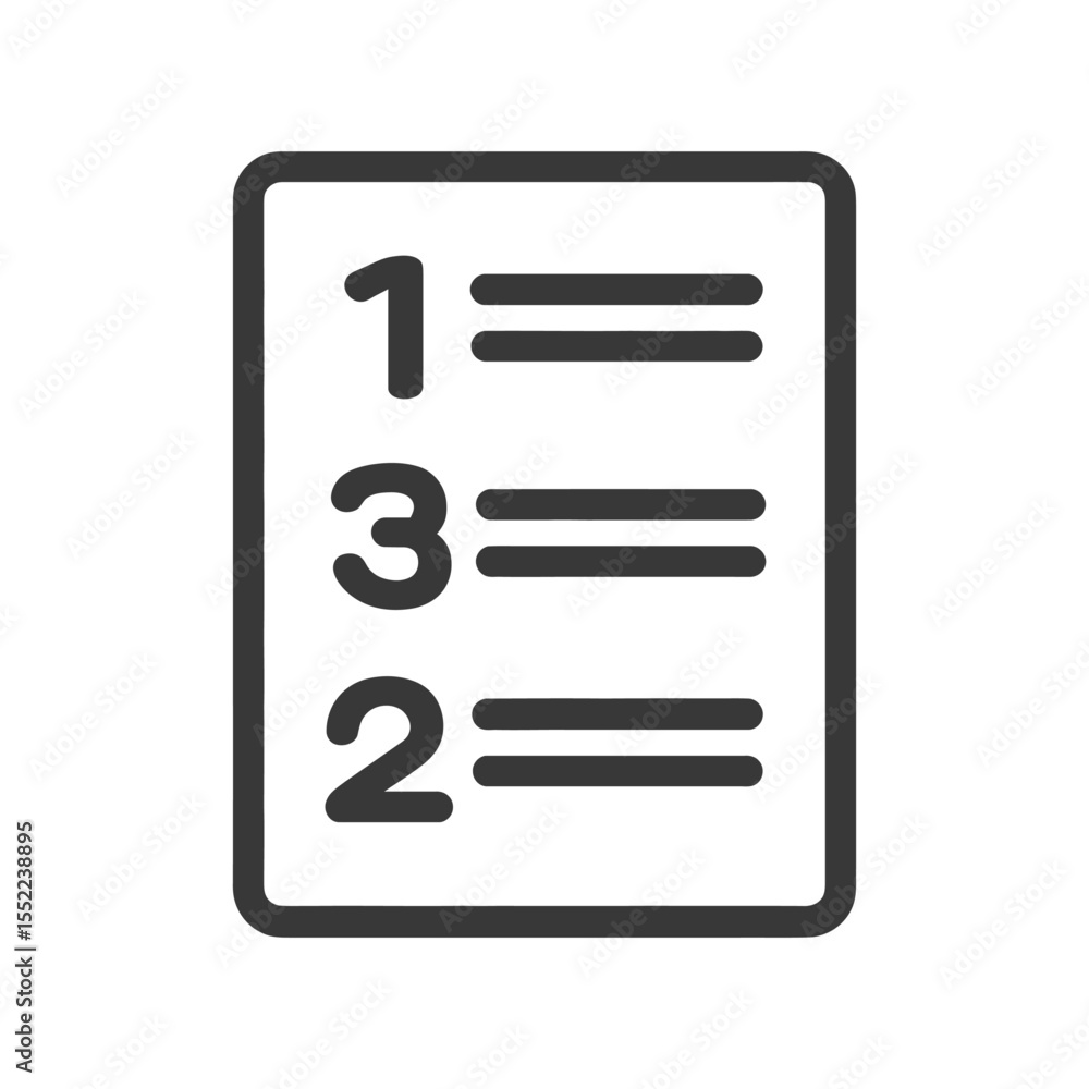 Poster prioritized list icon: numbered items in rectangular frame, dark gray