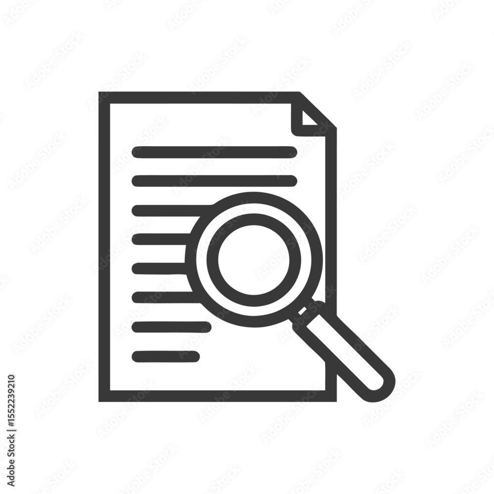 Poster document analysis: magnifying glass over text file icon