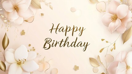 Elegant happy birthday banner with floral design and space for personalization