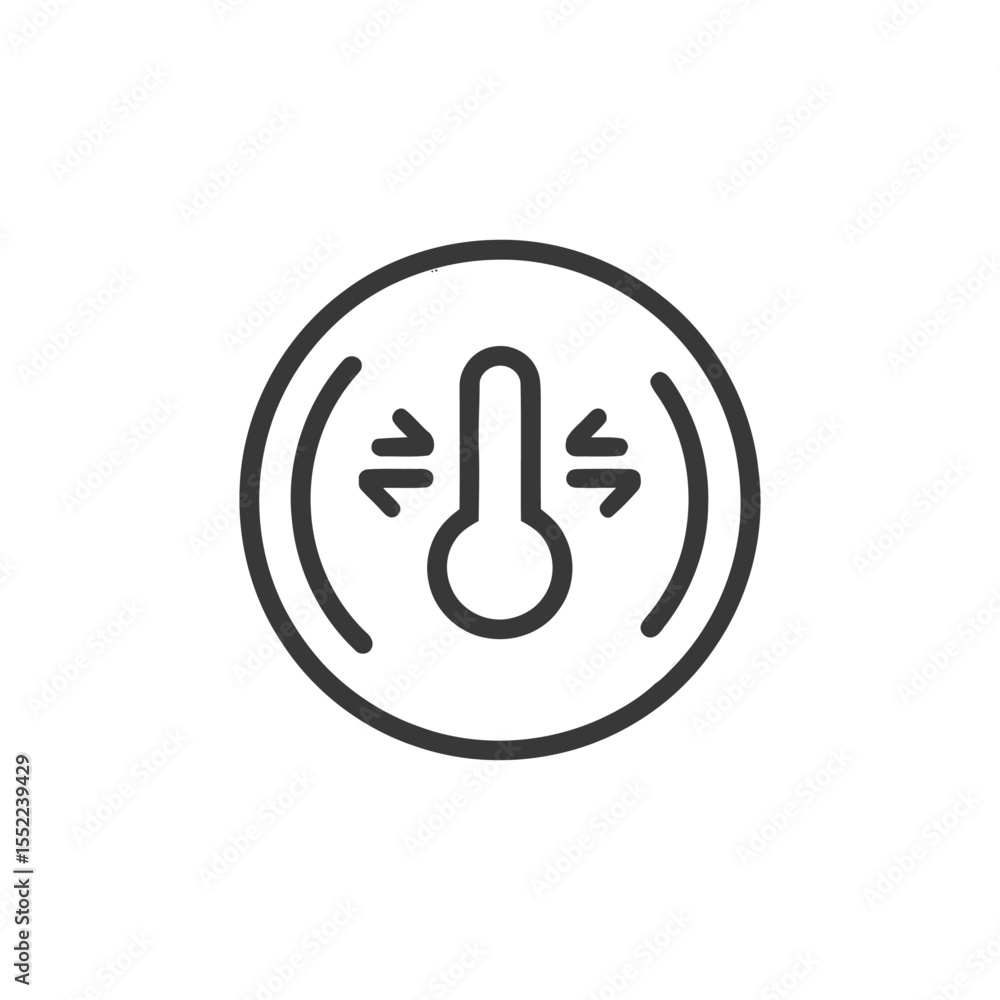 Poster thermostat control icon: temperature adjustment symbol in circle outline