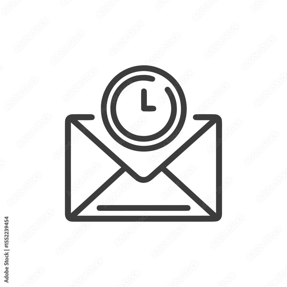 Poster urgent email: envelope icon with clock symbolizing time sensitivity