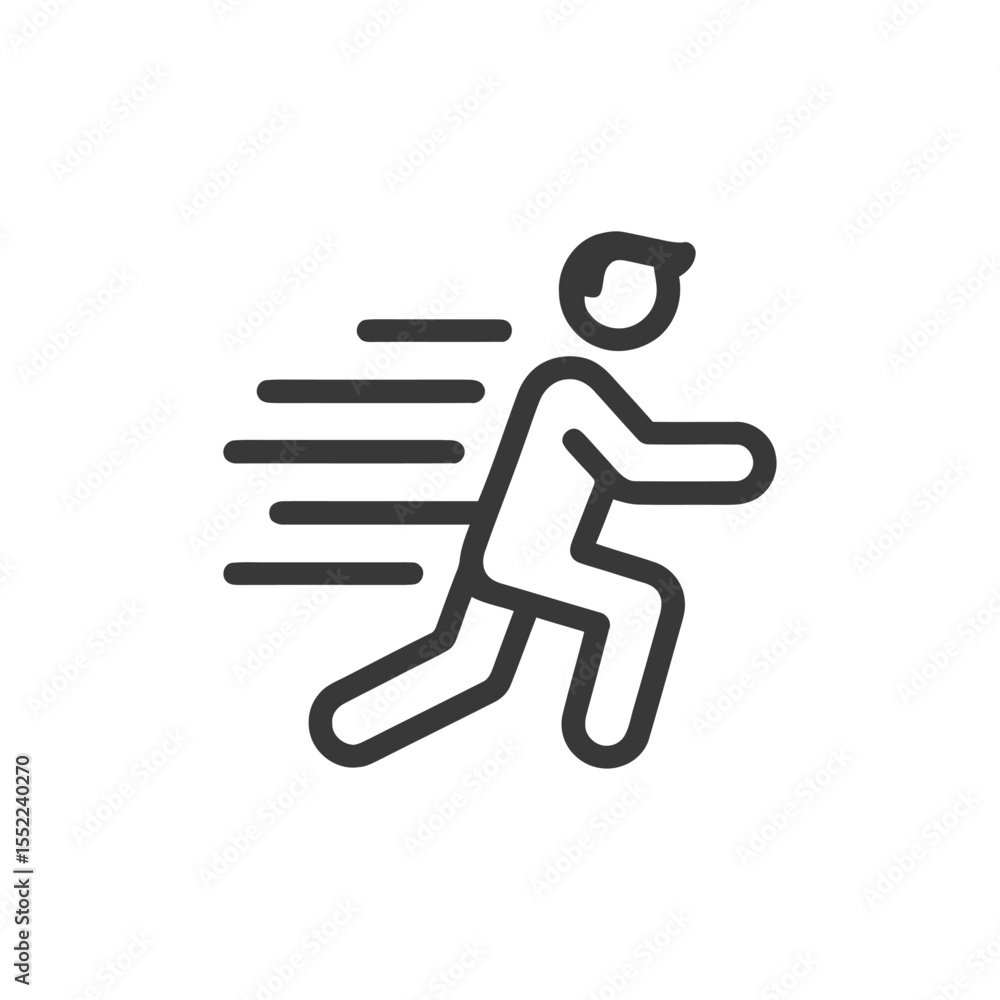 Poster fast running man icon with motion lines, speed and action concept