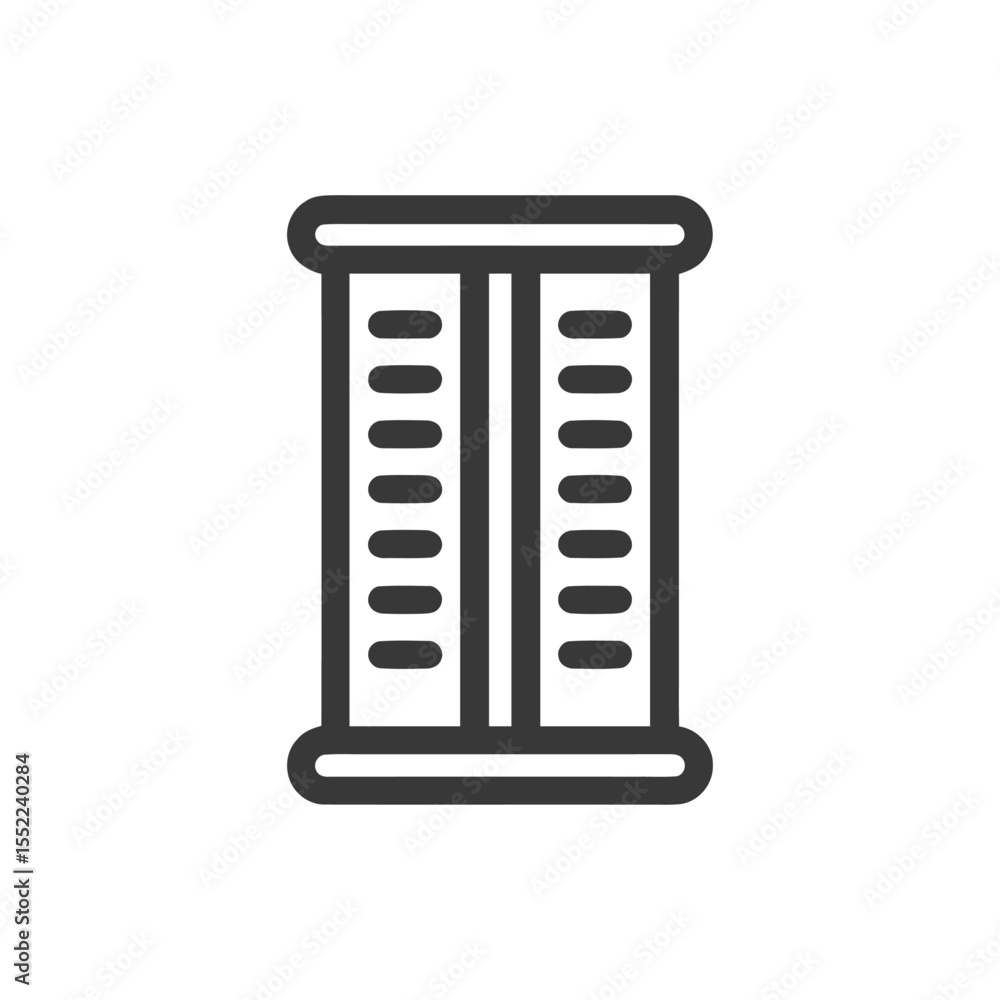 Poster minimalist icon of a double column structure with rounded edges