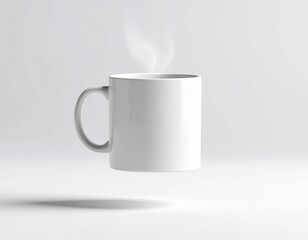 Floating Ceramic Coffee Mug Mockup – Realistic Steam Effect