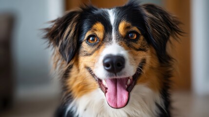 Happy Dog Looking At Camera Indoors