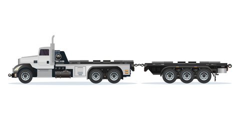 Semi Truck Double Trailer cargo without container box vector illustration