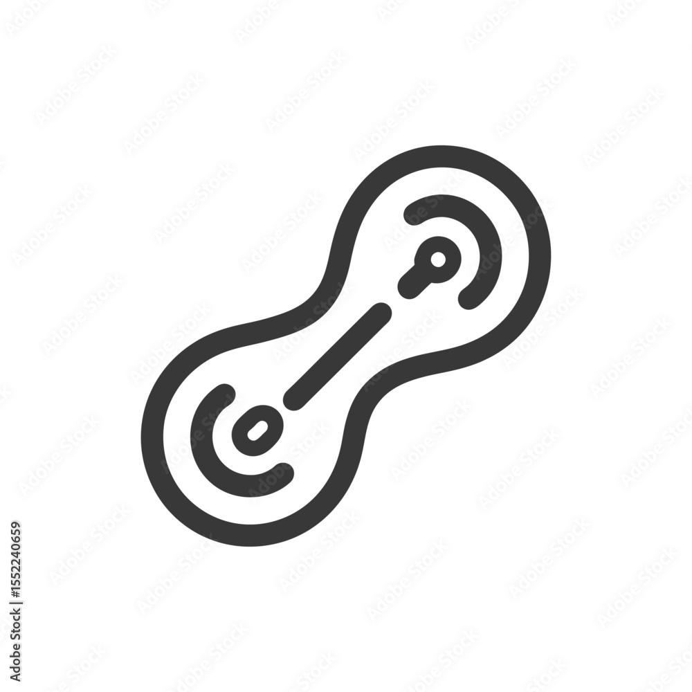 Poster abstract peanut-shaped icon with concentric circles and connecting line