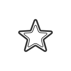Obraz premium Minimalist Star Icon: Double-Lined, Gray Silhouette on White Background