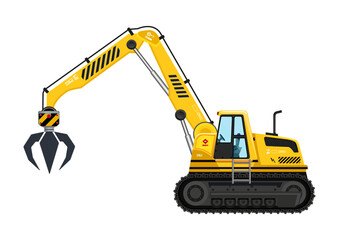 heavy equipment excavator clamp electronic arm automatic control device illustration vector