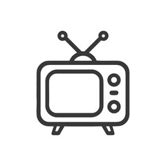 Retro Television Icon: Vintage Style TV with Antennae and Knobs