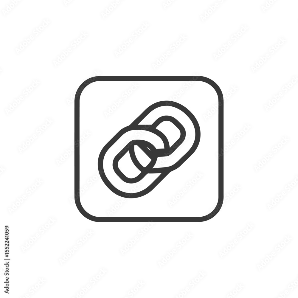 Poster minimalist chain link icon in rounded square frame on white background